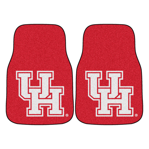 University of Houston - Houston Cougars 2-pc Carpet Car Mat Set Interlocking UH Primary Logo Red