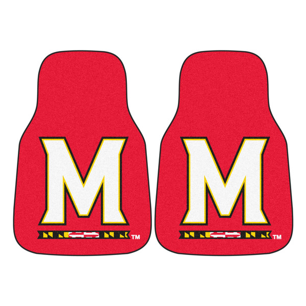 University of Maryland - Maryland Terrapins 2-pc Carpet Car Mat Set M Primary Logo Red