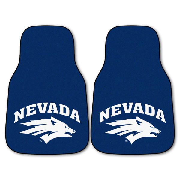 University of Nevada - Nevada Wolfpack 2-pc Carpet Car Mat Set "Nevada & Wolf" Logo Navy