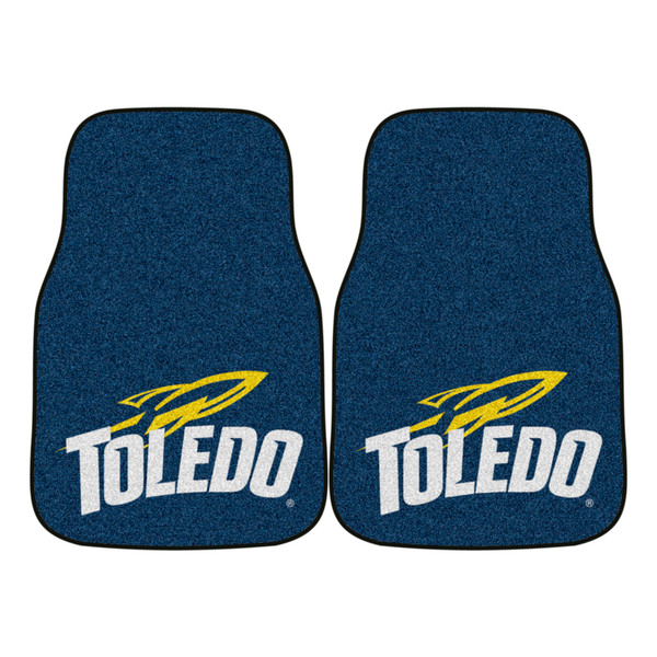 University of Toledo - Toledo Rockets 2-pc Carpet Car Mat Set Toledo Rocket Primary Logo Navy