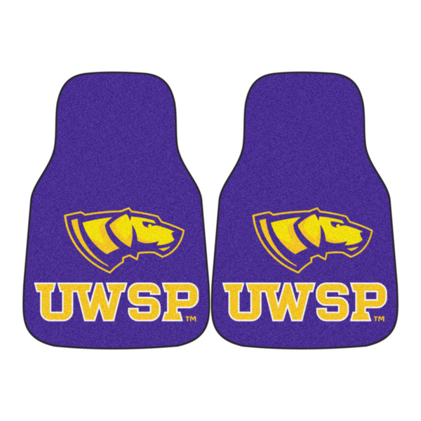 University of Wisconsin-Stevens Point - Wisconsin-Stevens Point Pointers 2-pc Carpet Car Mat Set "Pointer & UWSP" Logo Purple