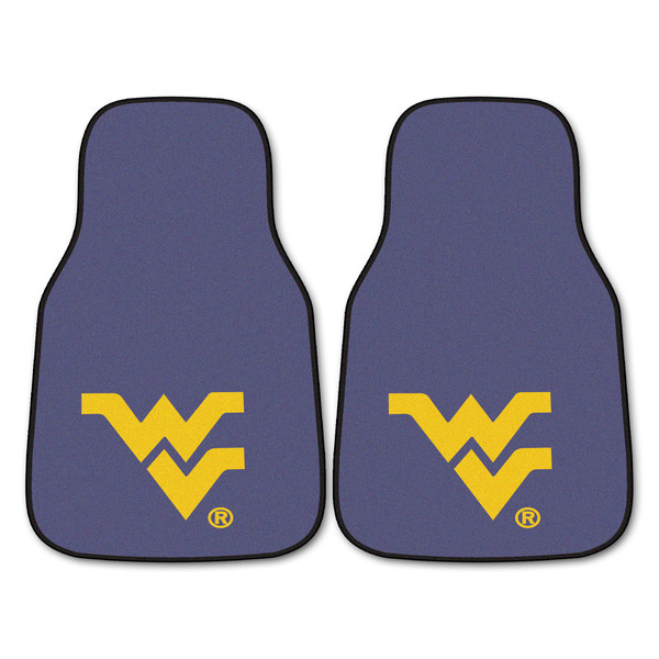 West Virginia University - West Virginia Mountaineers 2-pc Carpet Car Mat Set Flying WV Primary Logo Navy