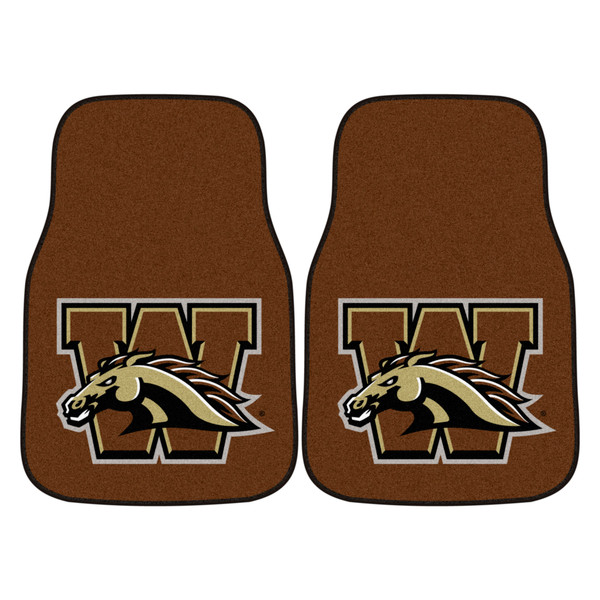 Western Michigan University - Western Michigan Broncos 2-pc Carpet Car Mat Set "W & Bronco" Logo Brown
