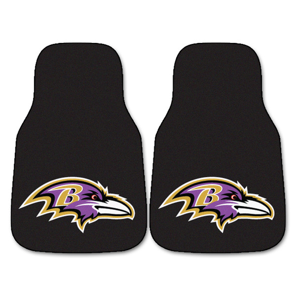 Baltimore Ravens 2-pc Carpet Car Mat Set Raven Head Primary Logo Black