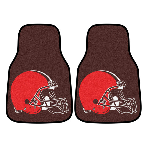 Cleveland Browns 2-pc Carpet Car Mat Set Helmet Primary Logo Brown