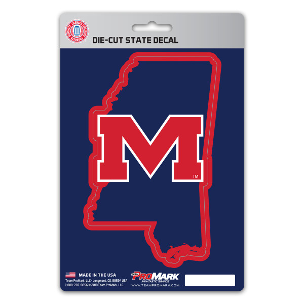 Mississippi Rebels State Shape Decal "M" Alternate Logo / State of Mississippi