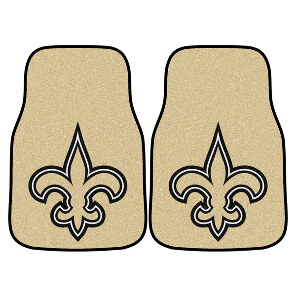 New Orleans Saints 2-pc Carpet Car Mat Set Fleur-de-lis Primary Logo Black