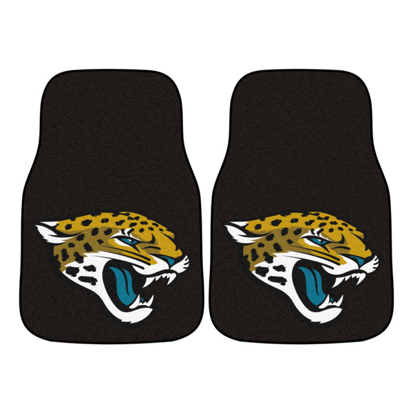Jacksonville Jaguars 2-pc Carpet Car Mat Set Jaguar Head Primary Logo Black