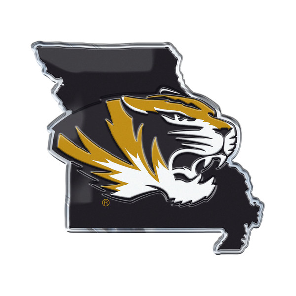 University of Missouri - Missouri Tigers Embossed State Emblem "Oval Tiger" Logo / Shape of Missouri Black & Yellow