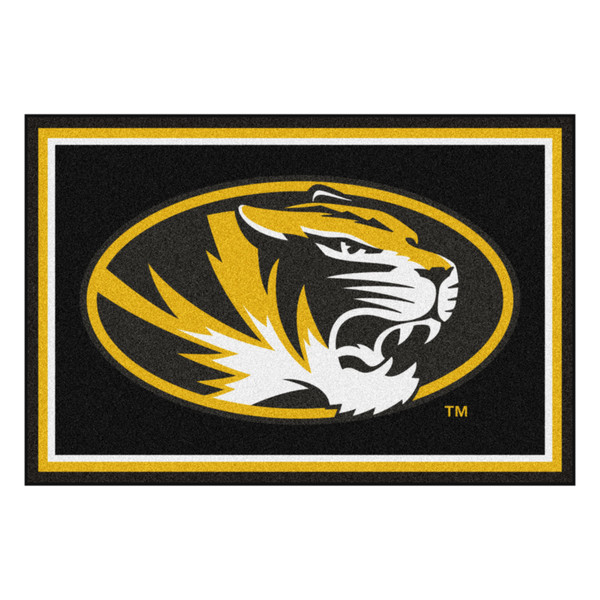 University of Missouri - Missouri Tigers 5x8 Rug Tiger Head Primary Logo Black