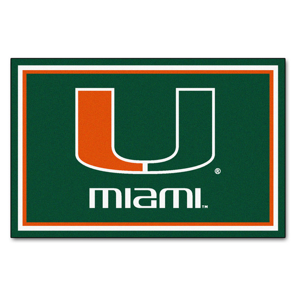 University of Miami - Miami Hurricanes 5x8 Rug U Primary Logo Green