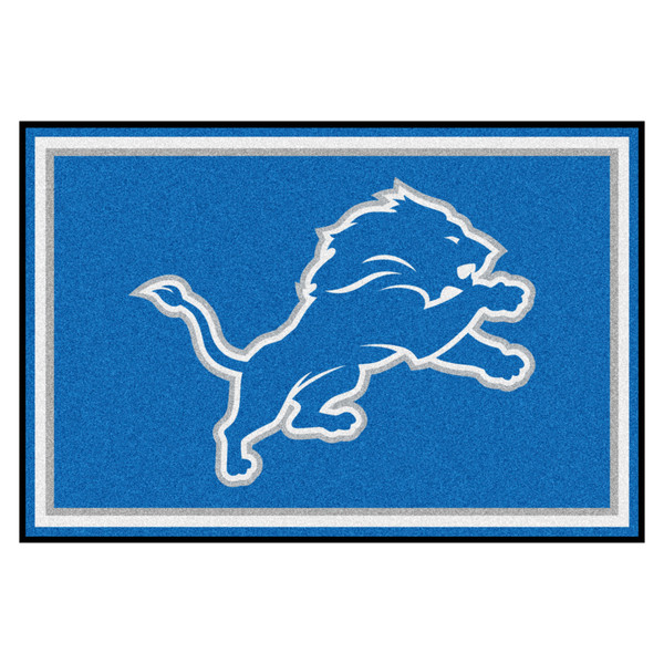 Detroit Lions 5x8 Rug Lion Primary Logo Blue