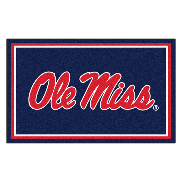 University of Mississippi - Ole Miss Rebels 4x6 Rug "Ole Miss" Script Logo Navy