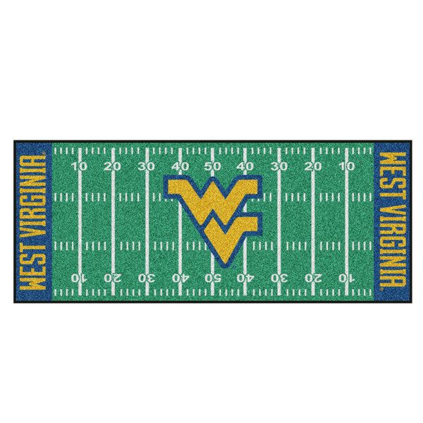 West Virginia University - West Virginia Mountaineers Football Field Runner Flying WV Primary Logo Green