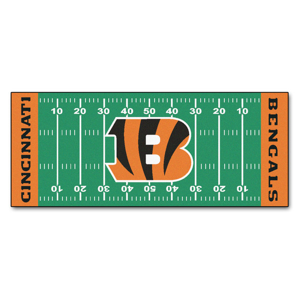 Cincinnati Bengals Football Field Runner Striped B Priamry Logo Green