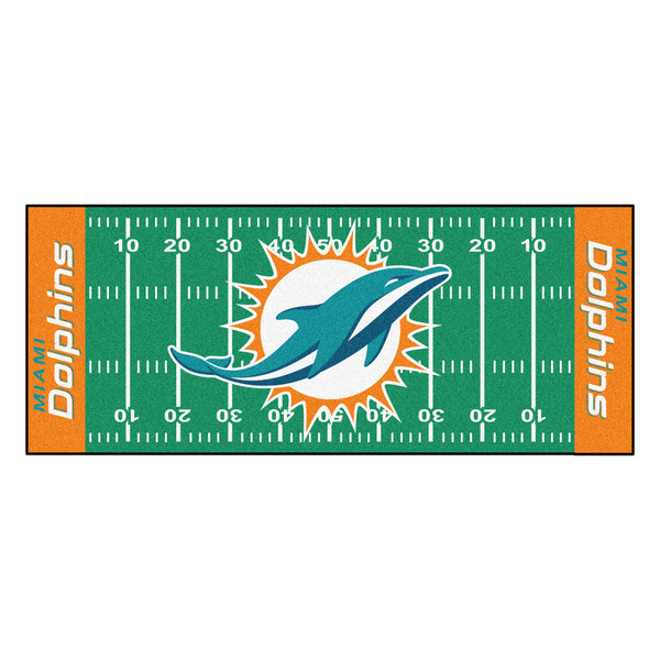 Miami Dolphins Football Field Runner Dolphin Primary Logo Green