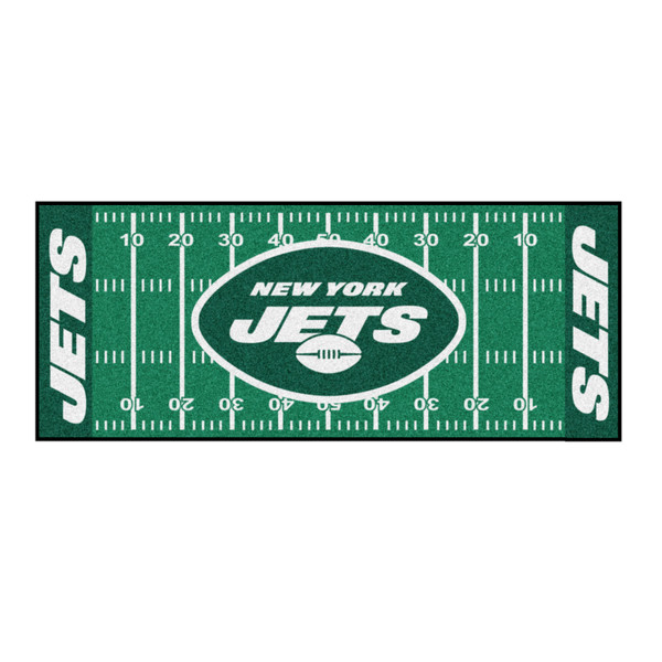 New York Jets Football Field Runner Oval Jets Primary Logo Green