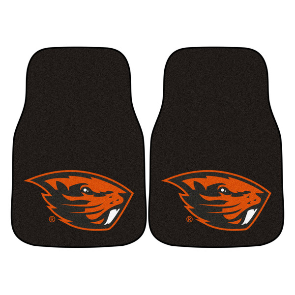 Oregon State University - Oregon State Beavers 2-pc Carpet Car Mat Set Beaver Primary Logo Black
