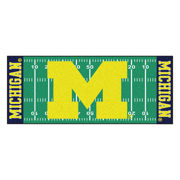 University of Michigan - Michigan Wolverines Football Field Runner M Primary Logo Green