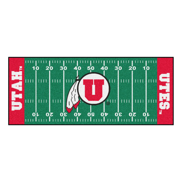 University of Utah - Utah Utes Football Field Runner Circle & Feather Logo and Wordmark Green