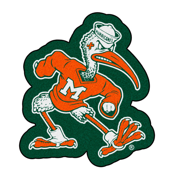 University of Miami - Miami Hurricanes Mascot Mat "Sebastian the Ibis" Logo Green