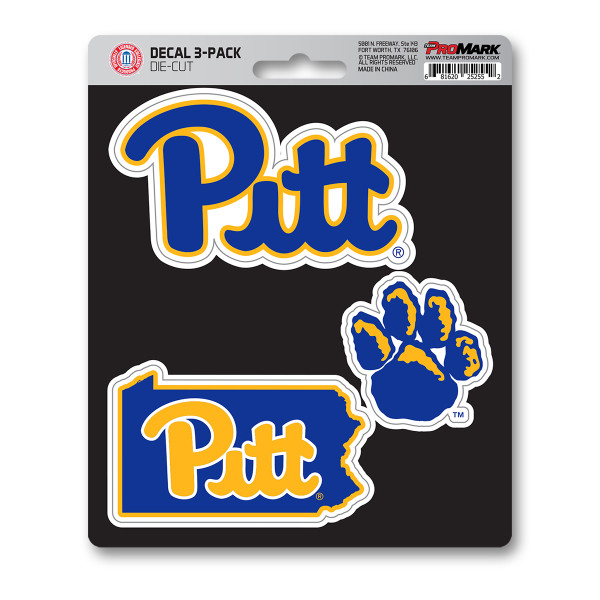 Pittsburgh Panthers Decal 3-pk 3 Various Logos / Wordmark
