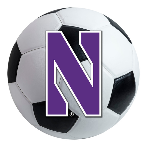 Northwestern University - Northwestern Wildcats Soccer Ball Mat "N" Logo White