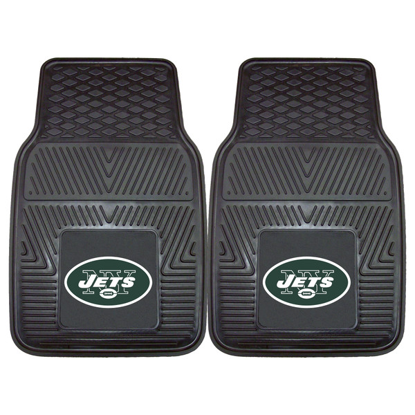 New York Jets 2-pc Vinyl Car Mat Set Oval Jets Primary Logo Black