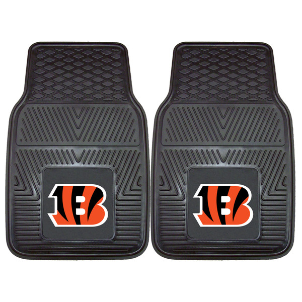 Cincinnati Bengals 2-pc Vinyl Car Mat Set Striped B Priamry Logo Black