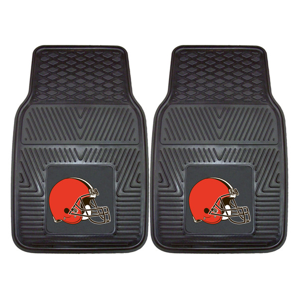 Cleveland Browns 2-pc Vinyl Car Mat Set Helmet Primary Logo Black