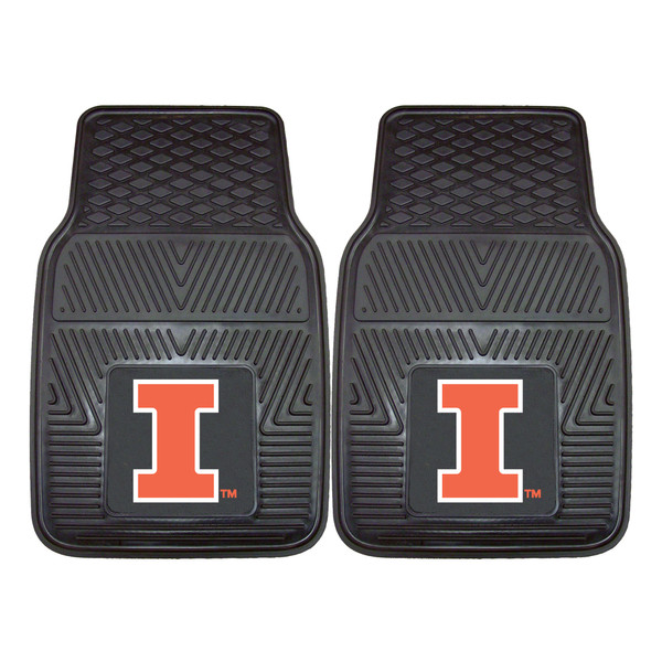 University of Illinois - Illinois Illini 2-pc Vinyl Car Mat Set Block I Primary Logo Black