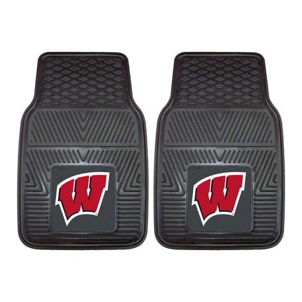 University of Wisconsin - Wisconsin Badgers 2-pc Vinyl Car Mat Set W Primary Logo Black