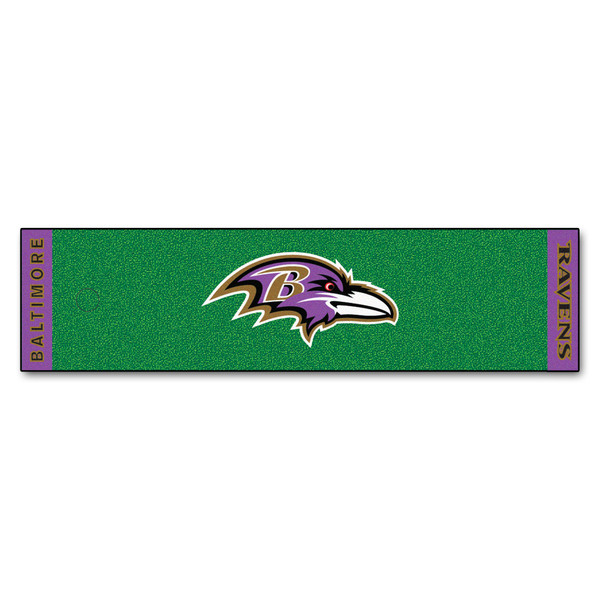 Baltimore Ravens Putting Green Mat Raven Head Primary Logo Green