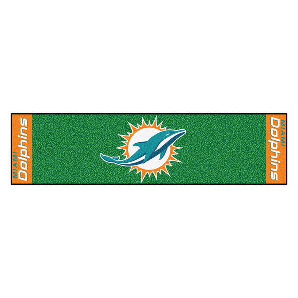Miami Dolphins Putting Green Mat Dolphin Primary Logo Green