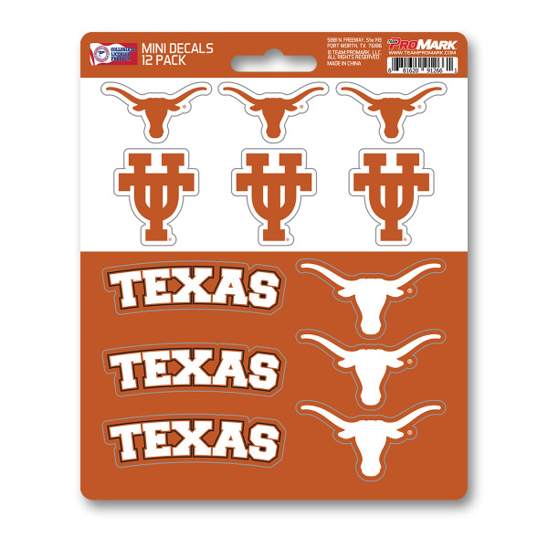 Texas Longhorns Mini Decal 12-pk 12 Various Logos / Wordmark
