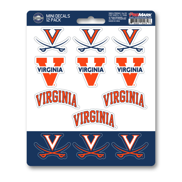 Virginia Cavaliers Mini Decal 12-pk 12 Various Logos / Wordmark