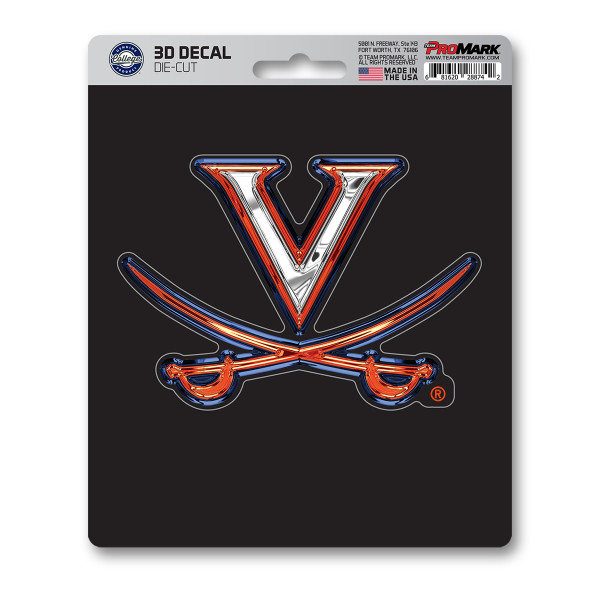 Virginia Cavaliers 3D Decal "V with Swords" Logo