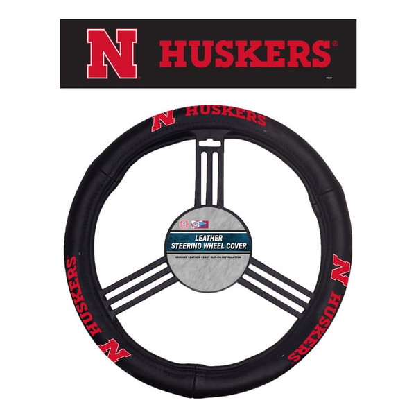 Nebraska Cornhuskers Steering Wheel Cover Leather