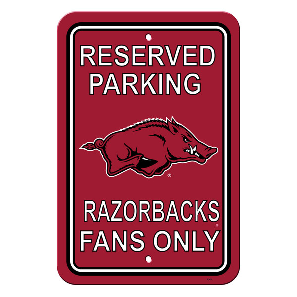 Arkansas Razorbacks 12 in. x 18 in. Plastic Reserved Parking Sign