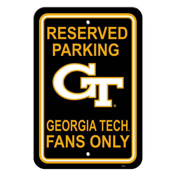 Georgia Tech Yellow Jackets 12 in. x 18 in. Plastic Reserved Parking Sign