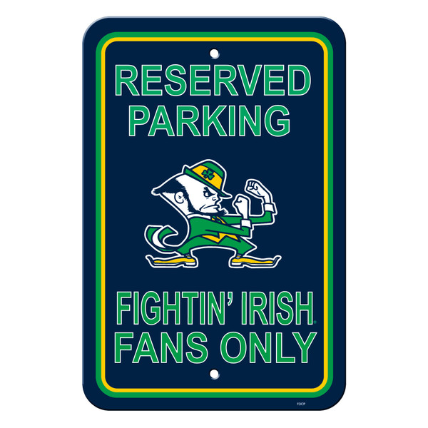 Notre Dame Fighting Irish 12 in. x 18 in. Plastic Reserved Parking Sign