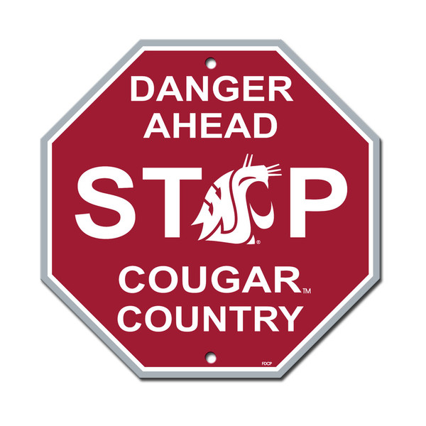 Washington State Cougars Sign 12x12 Plastic Stop Sign