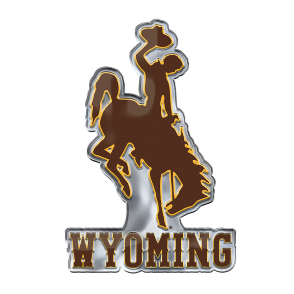 University of Wyoming - Wyoming Cowboys Embossed Color Emblem 2 "Bucking Cowboy & 'WYOMING'" Logo Brown & Yellow