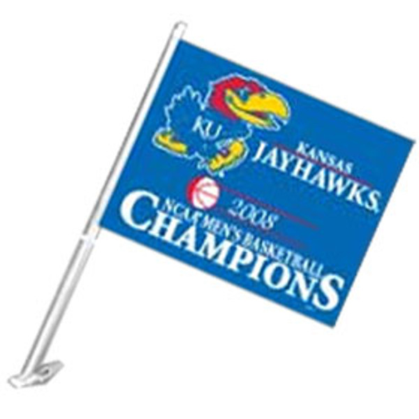 Kansas Jayhawks Flag Car Style 2008 Basketball National Champs Design