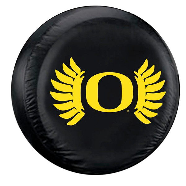 Oregon Ducks Black Tire Cover - Wing - Standard Size