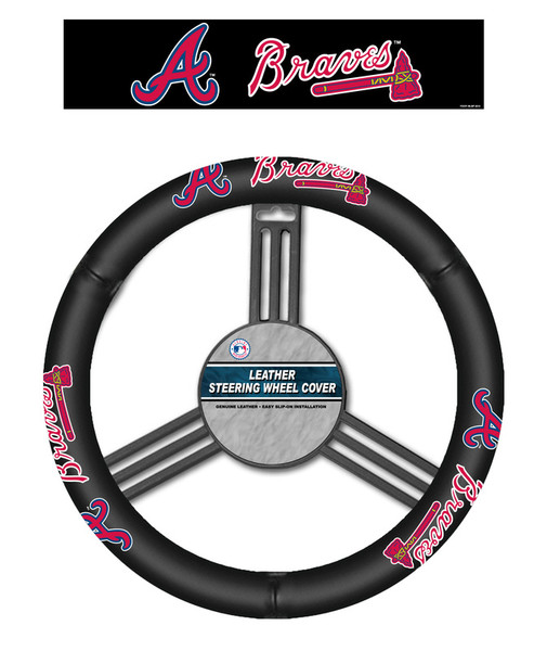 Atlanta Braves Steering Wheel Cover - Leather