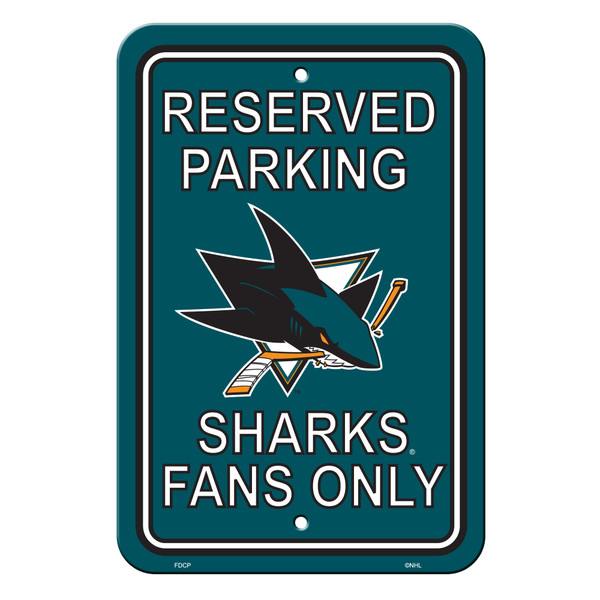 San Jose Sharks 12 in. x 18 in. Plastic Reserved Parking Sign