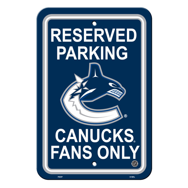 Vancouver Canucks 12 in. x 18 in. Plastic Reserved Parking Sign