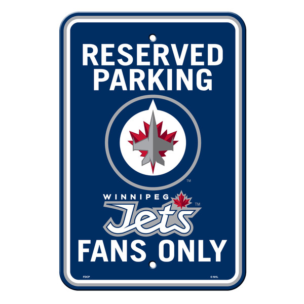 Winnipeg Jets 12 in. x 18 in. Plastic Reserved Parking Sign