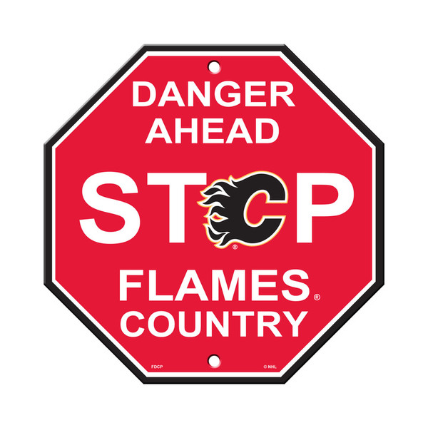 Calgary Flames Sign 12x12 Plastic Stop Sign
